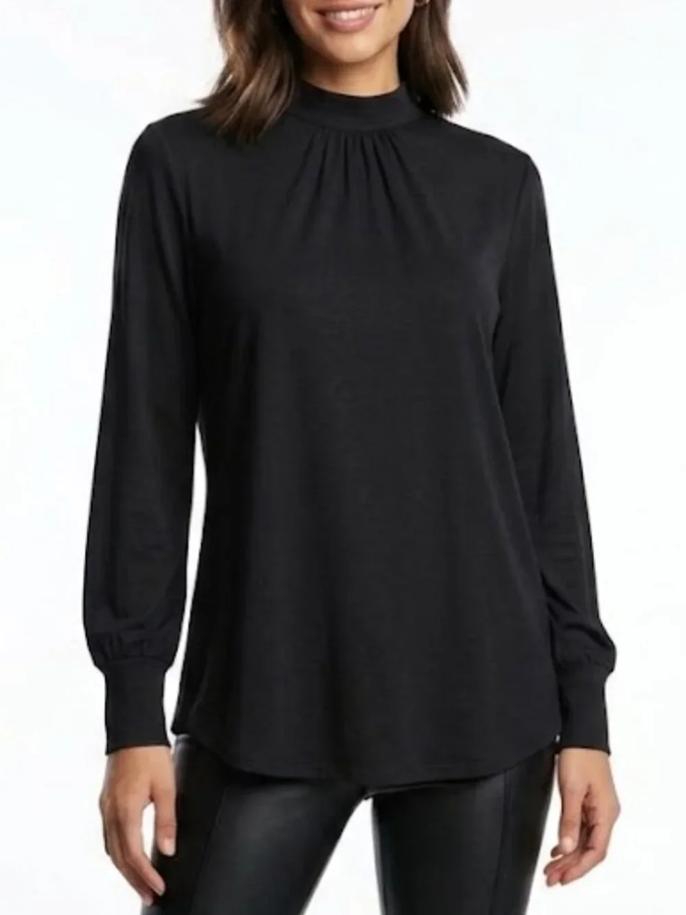 LOFT Outlet Dark Coquette Mock Neck Top - Keyhole Back - Small